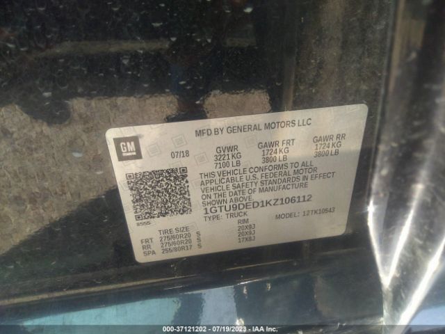 1GTU9DED1KZ106112 GMC Sierra 1500 Slt