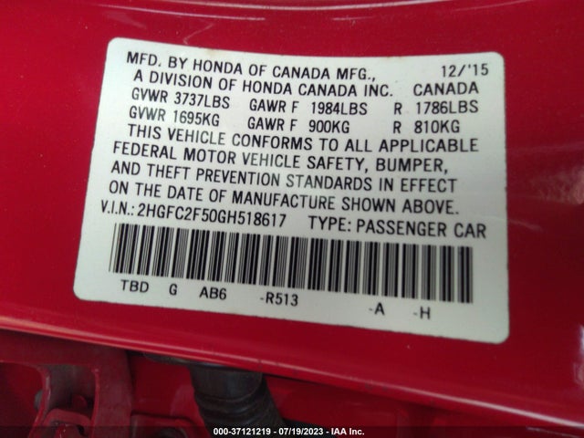 Honda Civic Sedan Lx 2016 2HGFC2F50GH518617 Image 9