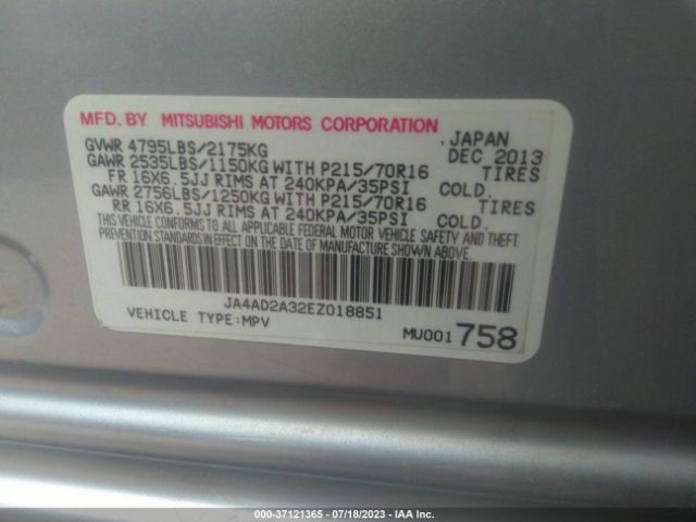 JA4AD2A32EZ018851 Mitsubishi Outlander Es