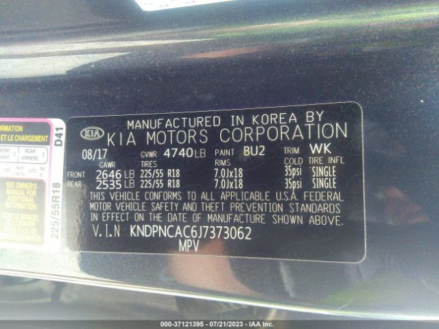 KNDPNCAC6J7373062 KIA Sportage Ex