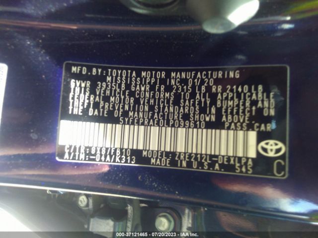 5YFEPRAE0LP099610 Toyota COROLLA LE
