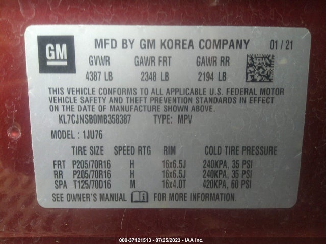 Chevrolet TRAX LS 2021 KL7CJNSB0MB358387 Image 9