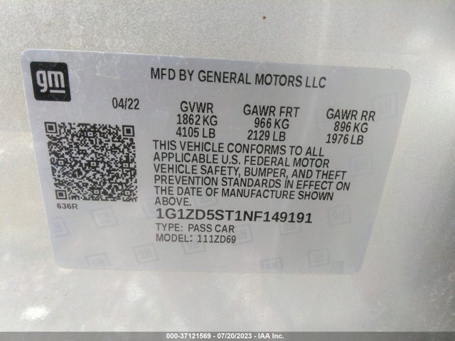 Chevrolet MALIBU LT 2022 1G1ZD5ST1NF149191 Image 9