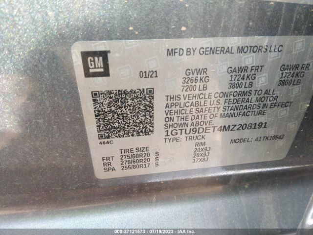 1GTU9DET4MZ208191 GMC Sierra 1500 Slt