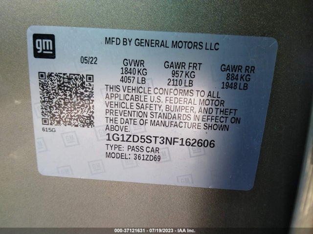 Chevrolet MALIBU LT 2022 1G1ZD5ST3NF162606 Image 9
