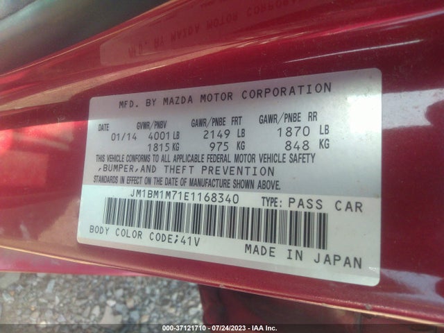 2014 MAZDA MAZDA3 I GRAND TOURING VIN: JM1BM1M71E1168340