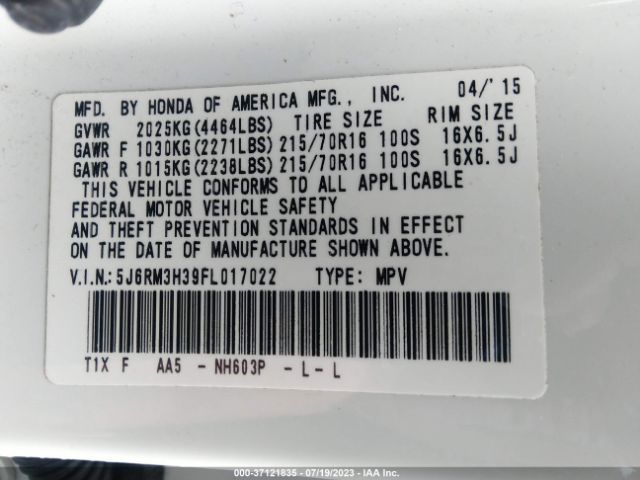 5J6RM3H39FL017022 Honda CR-V LX