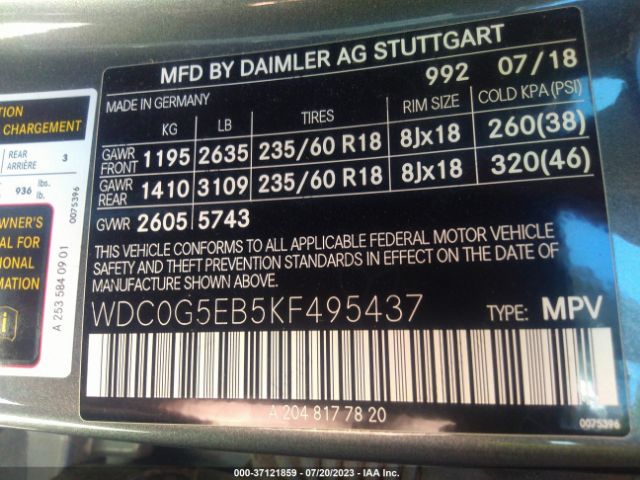 WDC0G5EB5KF495437 Mercedes-Benz Glc Glc 350e
