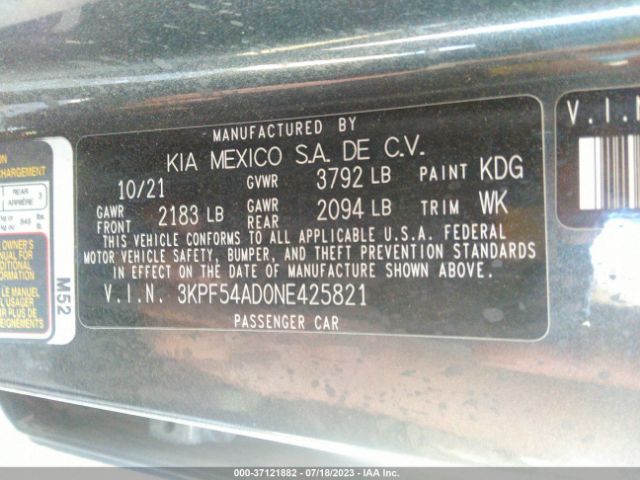 3KPF54AD0NE425821 KIA Forte Gt-line