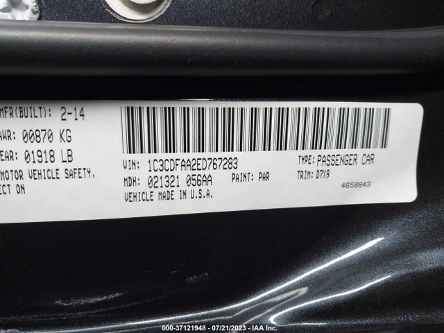 Dodge DART SE 2014 1C3CDFAA2ED767283 Image 9
