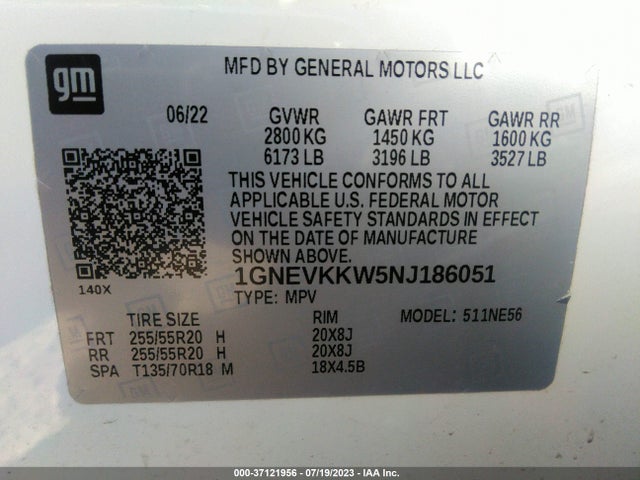 Chevrolet Traverse Premier 2022 1GNEVKKW5NJ186051 Image 15