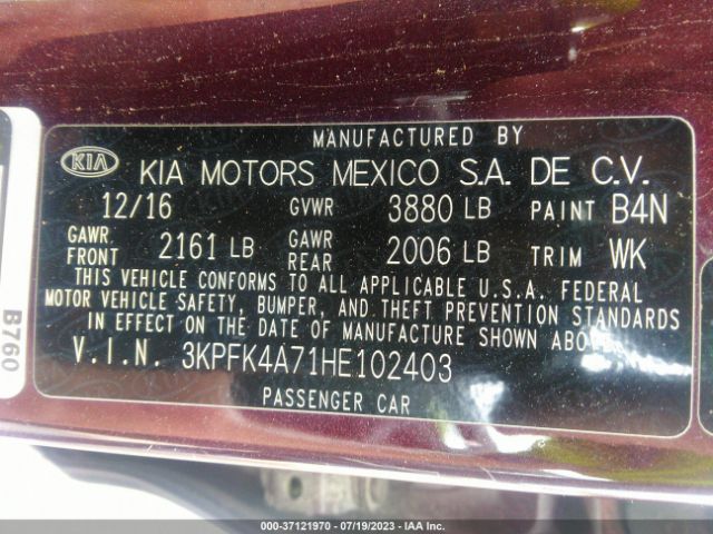 3KPFK4A71HE102403 KIA FORTE LX