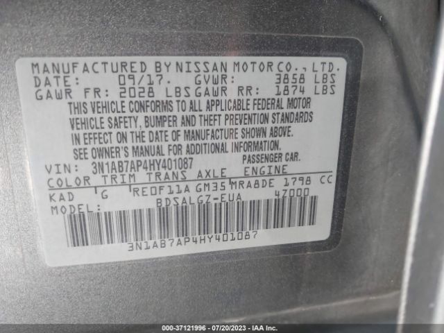 3N1AB7AP4HY401087 Nissan SENTRA SL