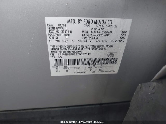 Ford Explorer Limited 2014 1FM5K8F86EGC32012 Image 15