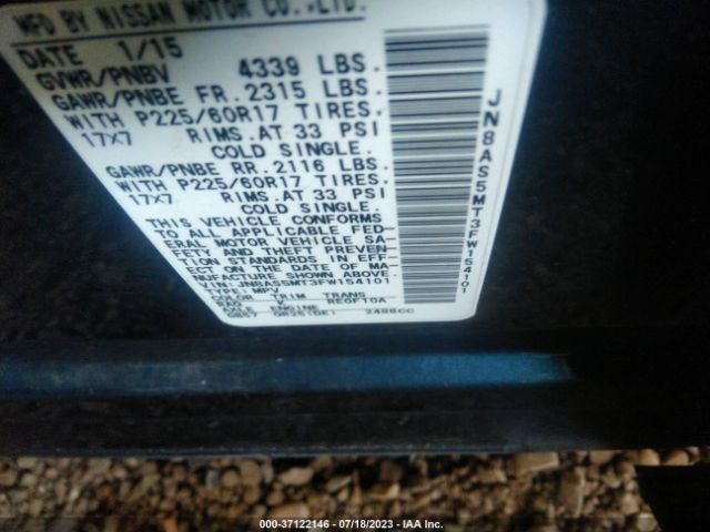 JN8AS5MT3FW154101 Nissan Rogue Select S