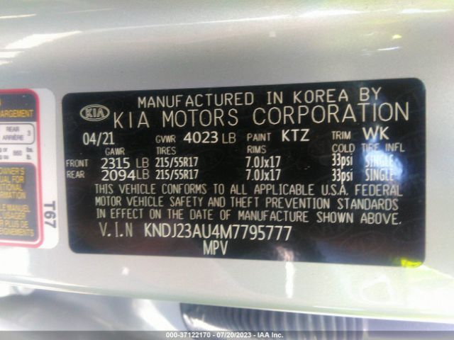 KNDJ23AU4M7795777 KIA SOUL S