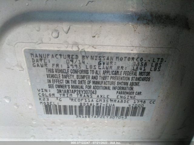 3N1AB7AP2EY307043 Nissan SENTRA SR