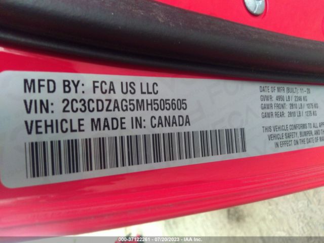 2C3CDZAG5MH505605 Dodge Challenger Sxt