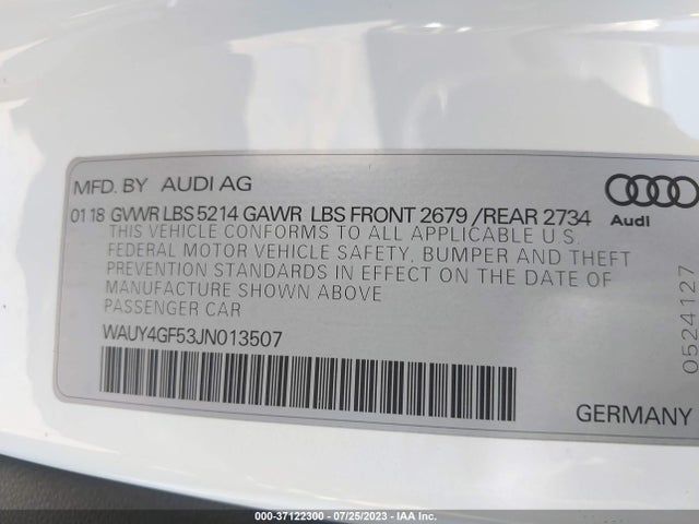 WAUY4GF53JN013507 Audi S5 Cabriolet Premium Plus