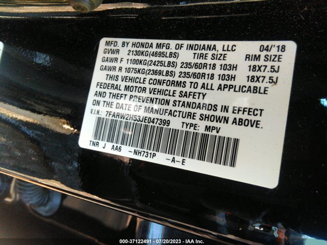 Honda CR-V EX 2018 7FARW2H53JE047399 Image 9