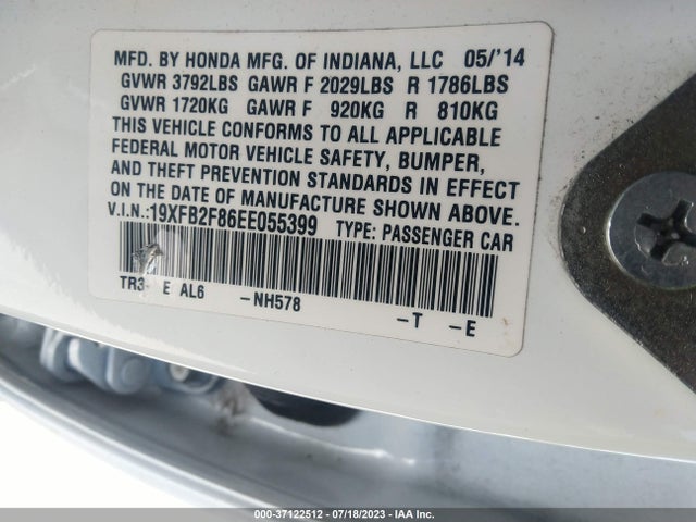 Honda Civic Sedan Ex 2014 19XFB2F86EE055399 Image 9