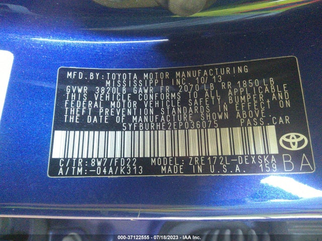 Toyota Corolla L/le/s/s Plus/le Plus 2014 5YFBURHE2EP036075 Image 10