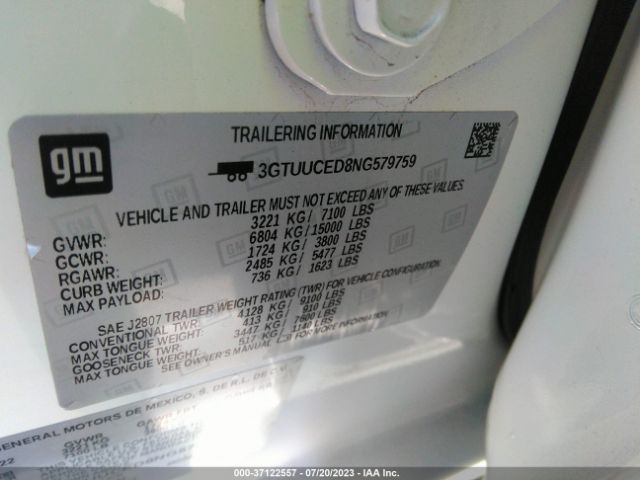 3GTUUCED8NG579759 GMC Sierra 1500 Elevation