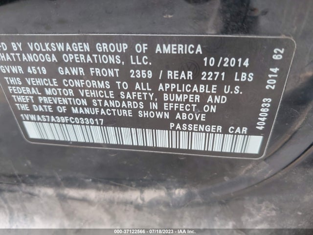 1VWAS7A39FC033017 Volkswagen Passat 1.8t S