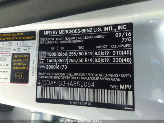 4JGDA5JB3HA852064 Mercedes-Benz Gle Gle 350