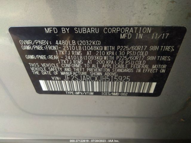 JF2SJARCXJH515925 Subaru Forester Limited
