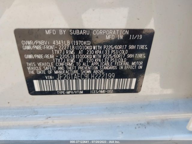 JF2GTAEC9LH222199 Subaru Crosstrek Premium