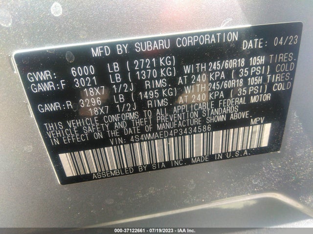 4S4WMAED4P3434586 Subaru Ascent Premium
