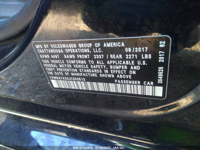 1VWBA7A33JC003513 Volkswagen Passat 2.0t Se