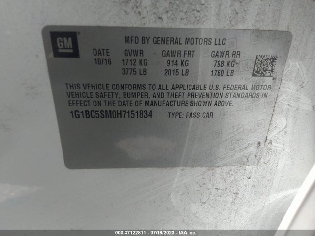 Chevrolet CRUZE LS 2017 1G1BC5SM0H7151834 Image 9