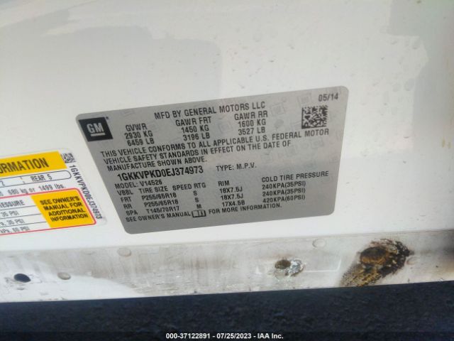 1GKKVPKD0EJ374973 GMC ACADIA SLE