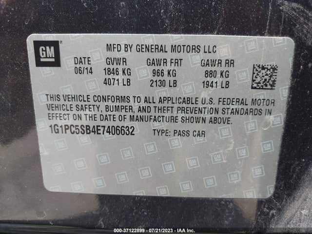 2014 CHEVROLET CRUZE 1LT VIN: 1G1PC5SB4E7406632