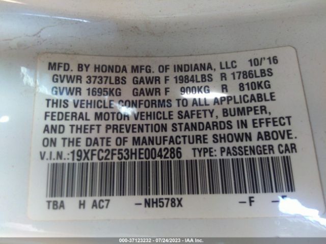 19XFC2F53HE004286 Honda Civic Sedan Lx