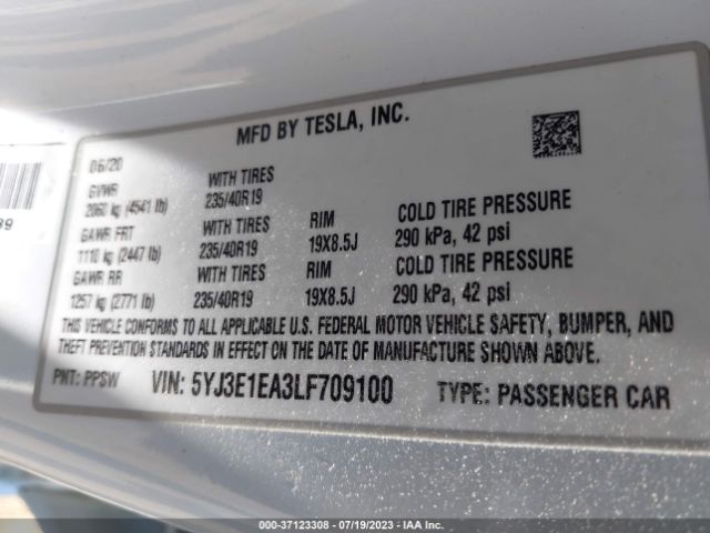 5YJ3E1EA3LF709100 Tesla Model 3 Standard Range