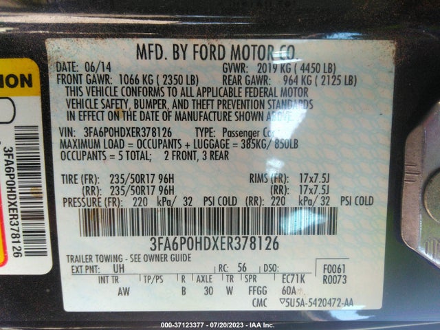 Ford FUSION SE 2014 3FA6P0HDXER378126 Image 9