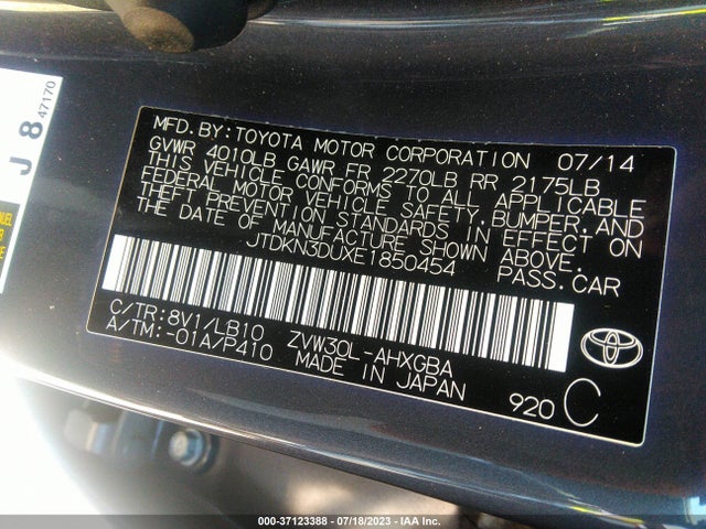 Toyota Prius Four/five/three/one/two 2014 JTDKN3DUXE1850454 Image 15