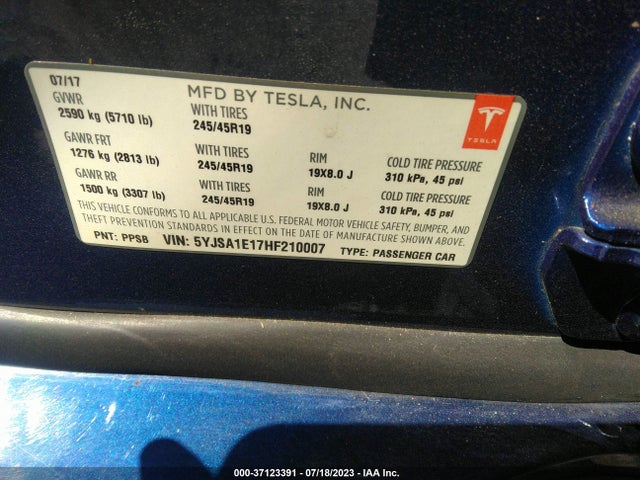Tesla Model S 60/75 2017 5YJSA1E17HF210007 Image 9