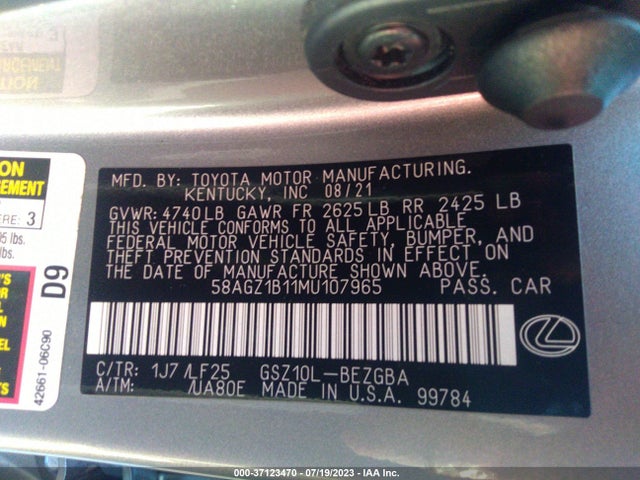 58AGZ1B11MU107965 Lexus Es Es 350 F Sport