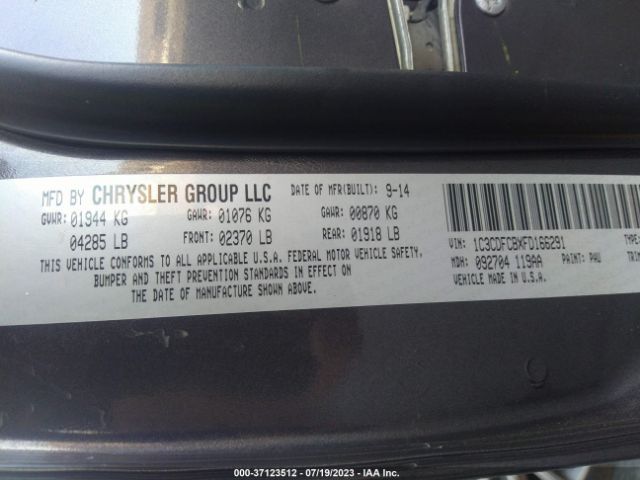1C3CDFCBXFD166291 Dodge Dart Limited