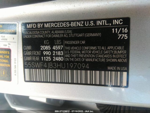 55SWF4JB3HU197094 Mercedes-Benz C-class C 300