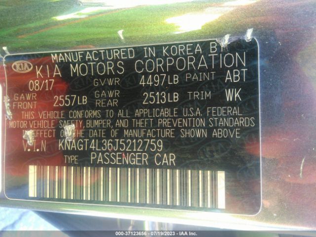 KNAGT4L36J5212759 KIA Optima Lx