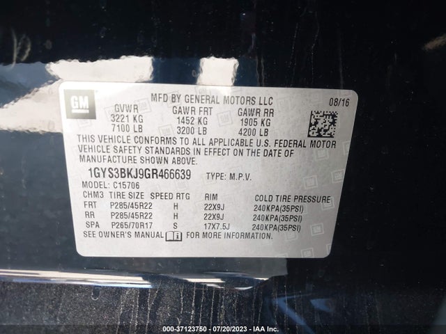 1GYS3BKJ9GR466639 Cadillac Escalade Luxury Collection