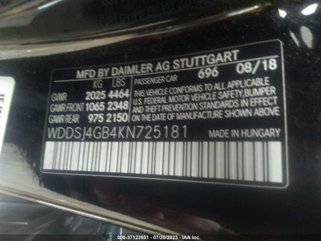 WDDSJ4GB4KN725181 Mercedes-Benz CLA