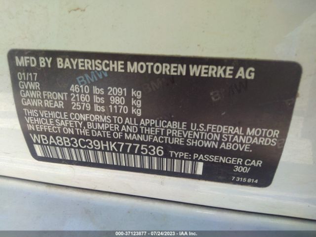 WBA8B3C39HK777536 BMW 3 Series 340i