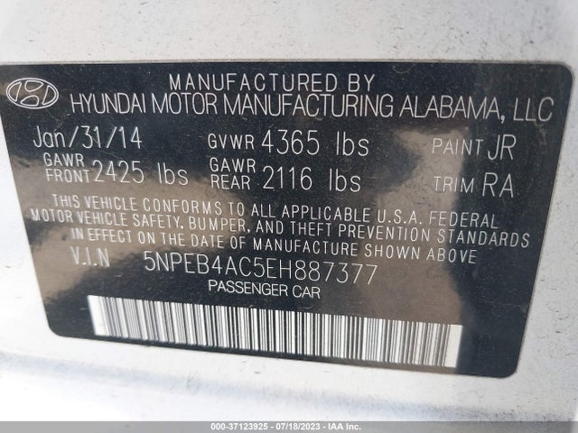 Hyundai SONATA GLS 2014 5NPEB4AC5EH887377 Image 10