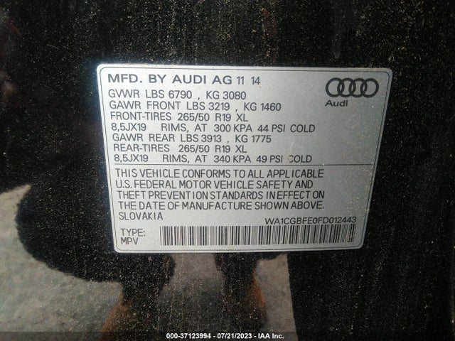 WA1CGBFE0FD012443 Audi Q7 3.0t Premium